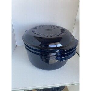 Tupperware Blue Microwave 4 Piece Stack Cooker Steamer Set, made in USA